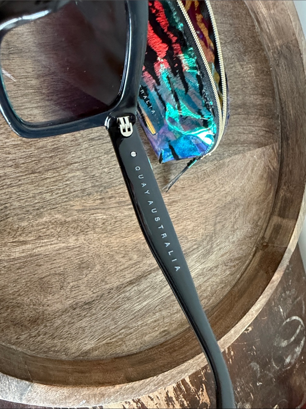 Quay Australia Black Crystal-Stud Square Sunglasses with Iridescent Pouch - Picture 6 of 13